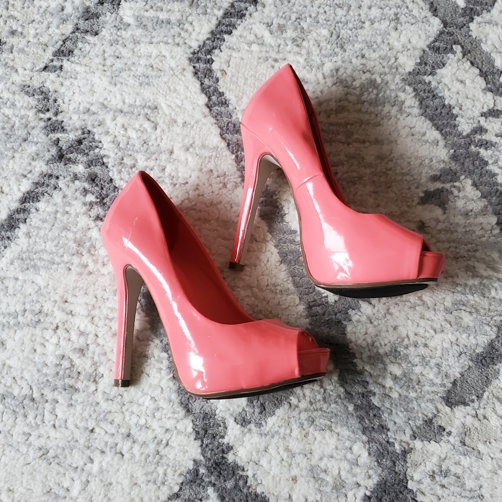 Pink peep toe heels